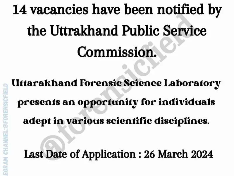 Recruitment in FSL, Uttarakhand (2024)